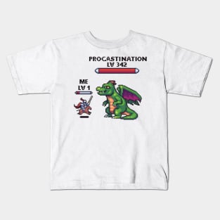 Pixelated Productivity: Conquer Procrastination in Style Kids T-Shirt